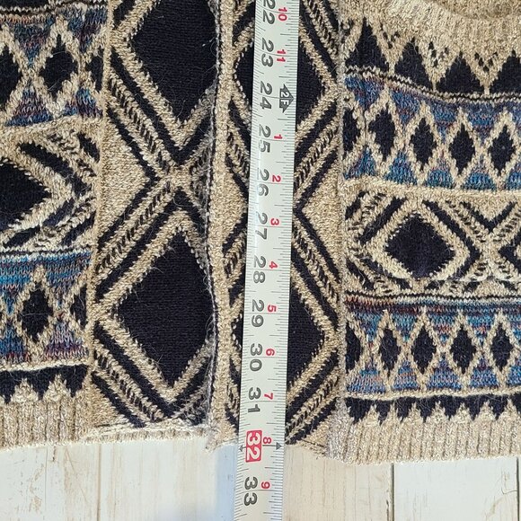 Lucky Brand Southwest Aztec Print Duster Cardigan Multi Color Cotton Blend XS - Picture 7 of 8
